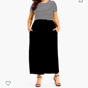 Navy maxi dress striped top solid bottom xl